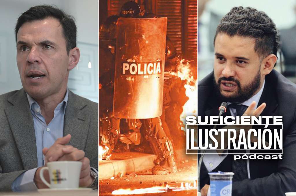 En la imagen, el exministro Guillermo Rivera y el representante Inti Asprilla, quienes hablan sobre la reforma a la Policía Nacional.