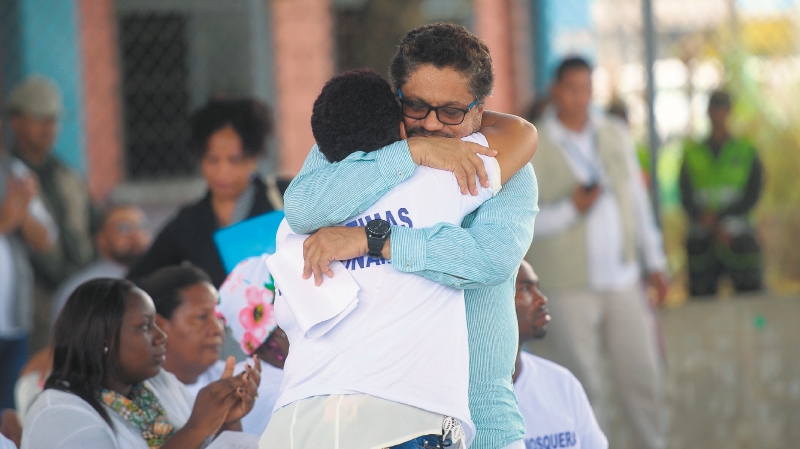 Las Farc reconocieron su responsabilidad en la masacre en un acto que se realizó en La Chinita a finales de septiembre de 2016. Participaron, entre otros, Iván Márquez quien, tiempo después, volvió a rearmarse. / Cristian Garavito