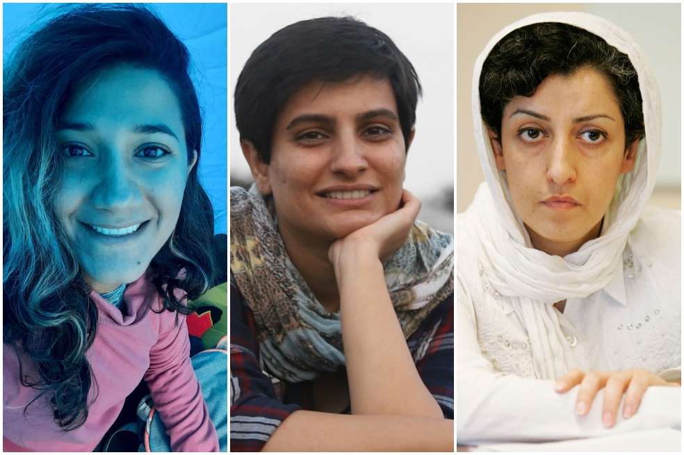 De izquierda a derecha: Niloofar Hamedi, Elaheh Mohammadi y Narges Mohammadi, las ganadoras del Premio Unesco/Guillermo Cano 2023.