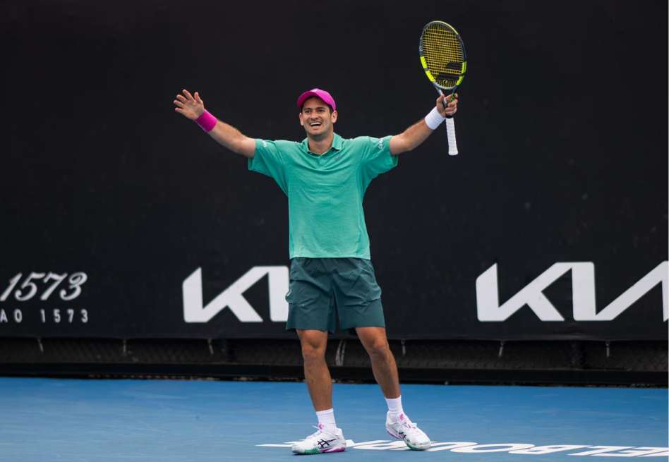 Nicolás Mejía durante su partido en el abierto de Australia 026.