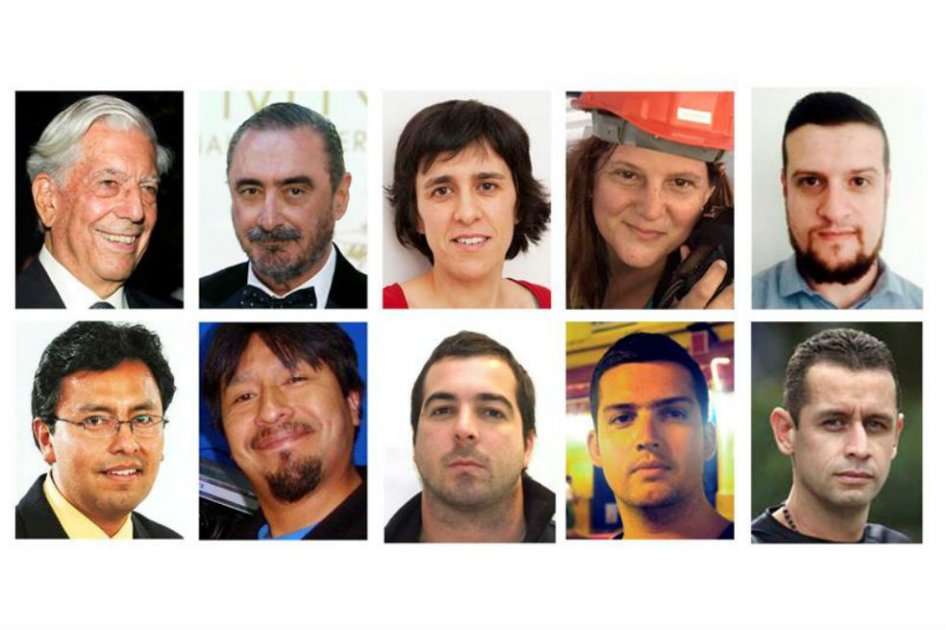 Los ganadores de los premios internacionales de Periodismo Rey de España. (El uruguayo aparece en la segunda fila, tercera posición). / EFE