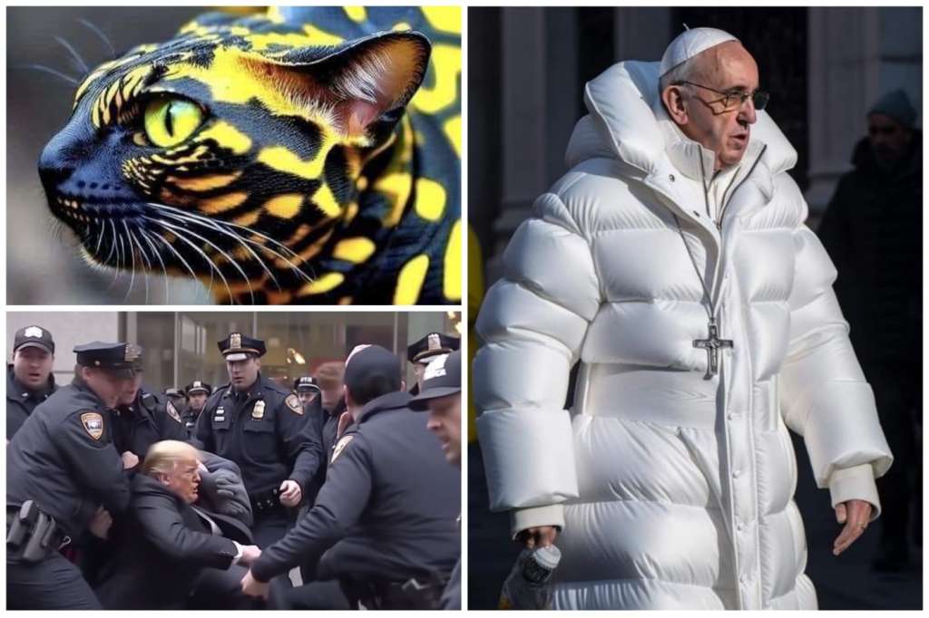 Felino serpiente, la chaqueta del papa y la captura de Donald Trump, momentos ficticios creados por una IA.