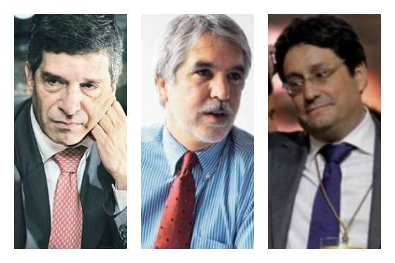 Rafael Pardo (Partido Liberal), Enrique Peñalosa (Alianza Verde) y Francisco Santos (Centro Democrático). / Archivo El Espectador