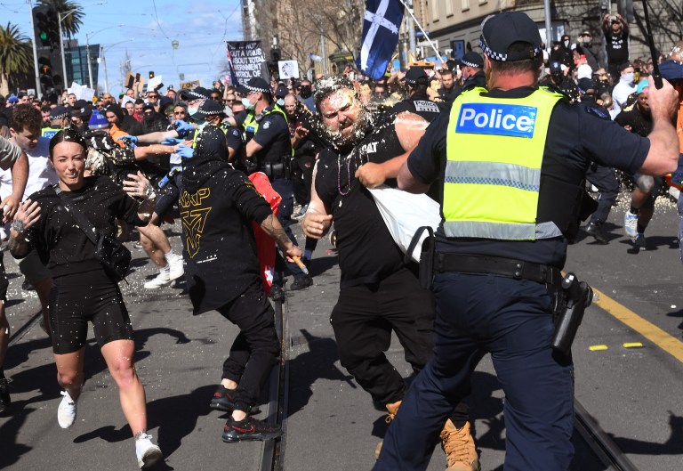 Las imágenes que dejan las protestas en Australia contra el confinamiento