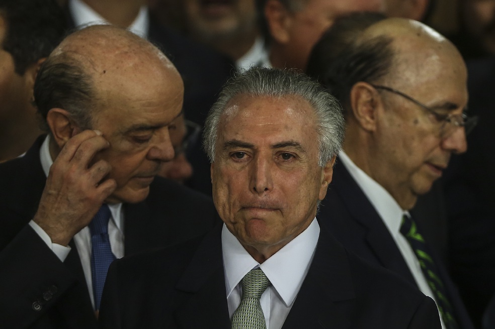 Michel Temer durante su primer pronunciamiento público como presidente (e) de Brasil, en Brasilia. /EFE