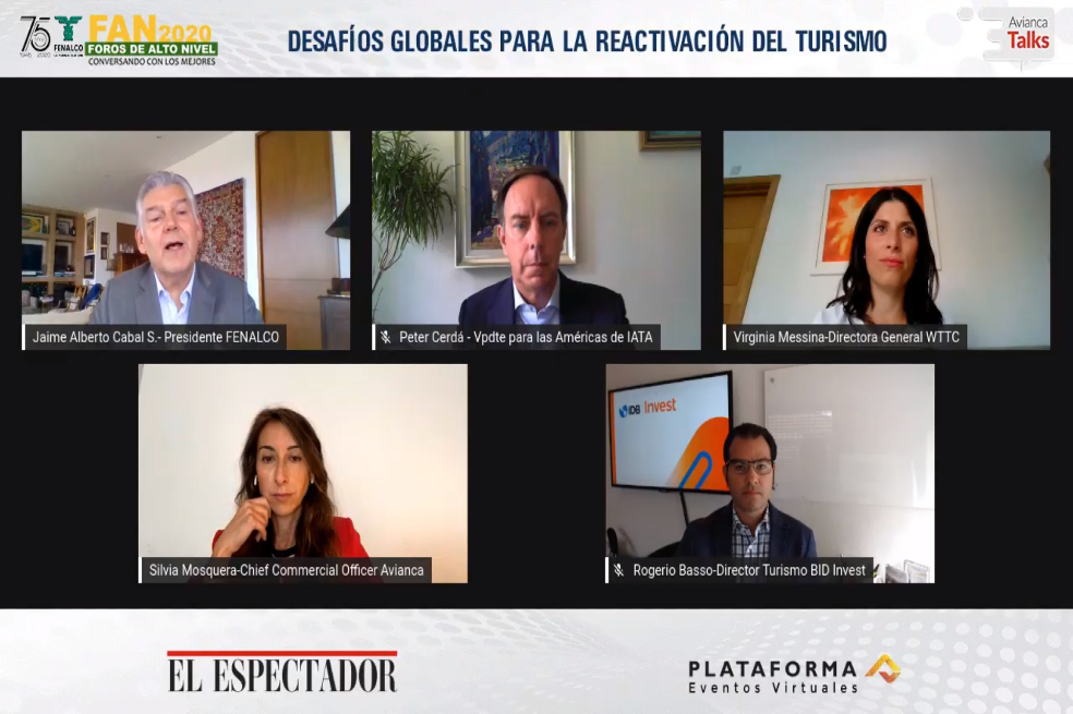 Participantes del conversatorio: Desafíos globales para la reactivación del turismo.