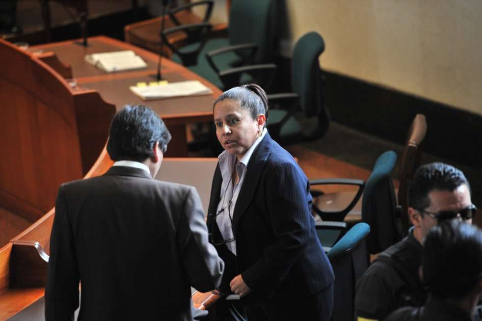Maria del Pilar Hurtado en el marco de la audiencia de este viernes en la que se leyó el fallo condenatorio en su contra por las 'chuzadas de DAS' / Luis Ángel / El Espectador