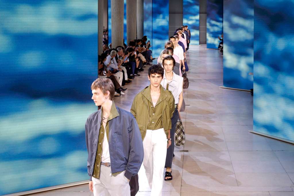 Models present creations from the Hermes Spring/Summer 2025 menswear ready to wear collection as part of Paris Fashion Week in Paris, on June 22, 2024. (Photo by GEOFFROY VAN DER HASSELT / AFP)