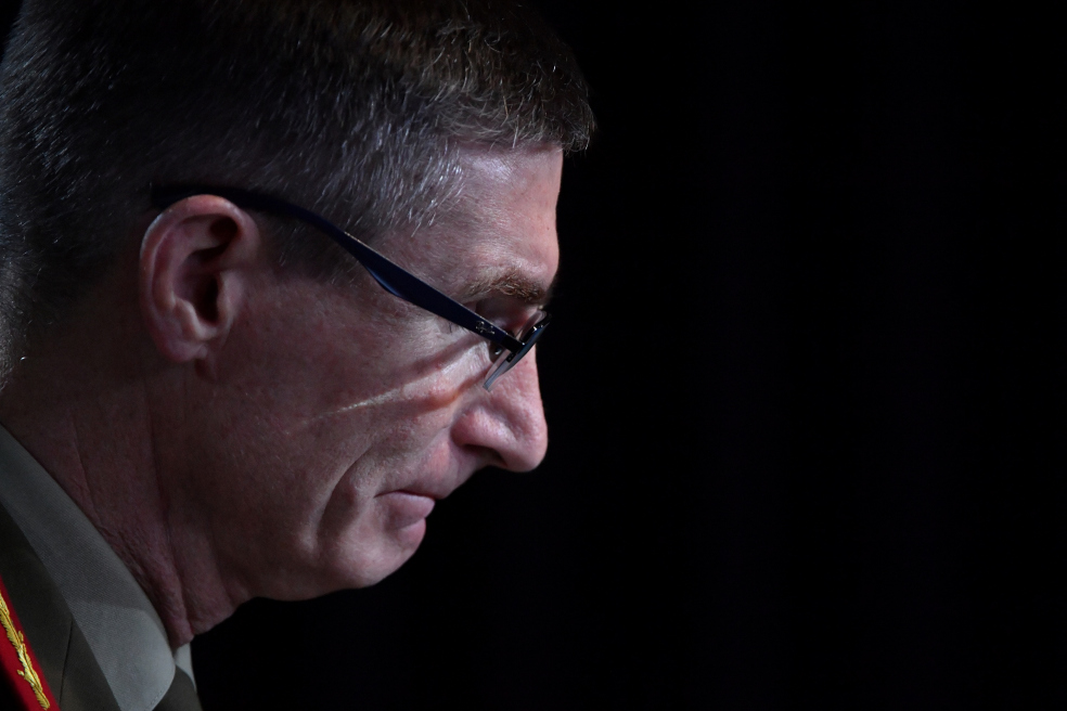 El general Angus Campbell durante una rueda de prensa para hablar sobre lo ocurrido en la guerra de Afganistán.
