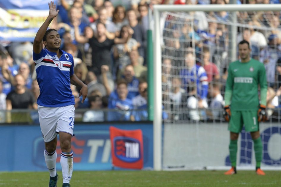 Luis Muriel, delantero de la Sampdoria. Foto: AFP