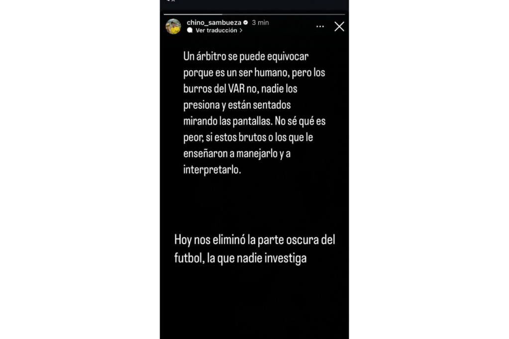 Captura de pantalla historia de Instagram de Fabián Sambueza.