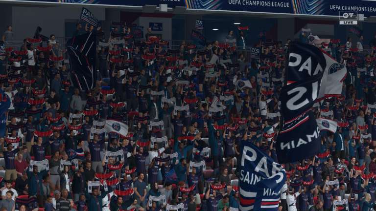 Afición del París Saint-Germain (PSG) en el nuevo EA Sports FC 26.