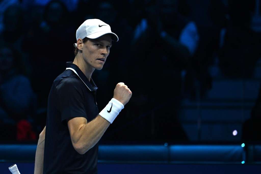 Turin (Italy), 12/11/2024.- Jannik Sinner of Italy reacts during his Round Robin match against Taylor Fritz of the USA at the Nitto ATP Finals in Turin, Italy, 12 November 2024. (Tenis, Italia) EFE/EPA/MASSIMO RANA