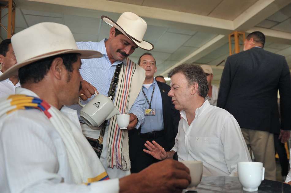 El presidente Juan Manuel Santos en Chinchiná (Caldas), en el último Congreso Cafetero.