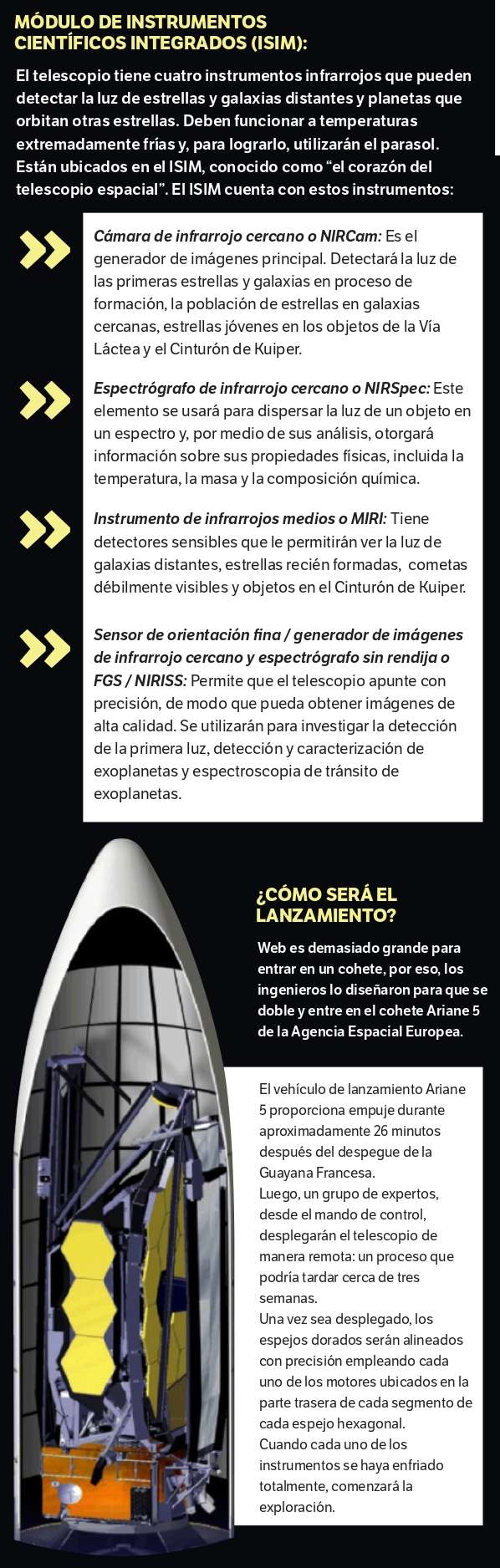 El aparato, de 10.000 millones de dólares, es un proyecto conjunto de la NASA, la Agencia Espacial Europea y la Agencia Espacial Canadiense.
