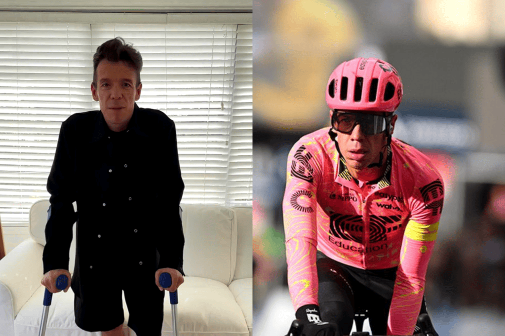Rigoberto Urán, tras su caída en la Vuelta a España.