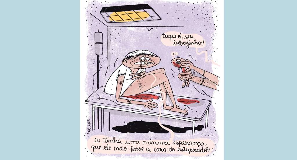 Caricatura sobre el derecho al aborto de la ilustradora brasilera Fabiane, antes Chiquiña, que fue vetada por su publicación por ser "«demasiado violenta».