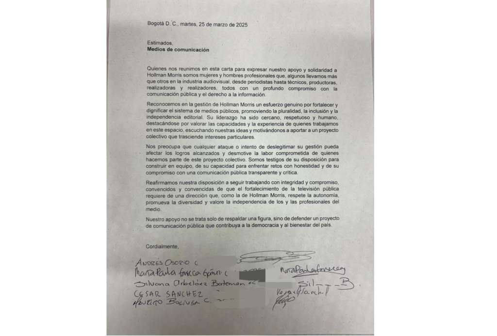 "El 25 de marzo circuló una carta de defensa del ex-Reportero y actual director de RTVC. Los firmantes exaltan el “compromiso” del jefecito y “su esfuerzo […] promoviendo la pluralidad, la inclusión y la independencia”. Explicación no pedida": Ana Cristina Restrepo