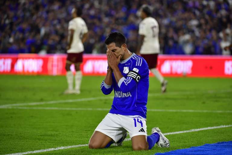 David Mackalister Silva luego de anotar el primer gol de Millonarios frente a Deportes Tolima para mantener viva la posibilidad de clasificar a los playoffs de la Liga Betplay 2026-I.