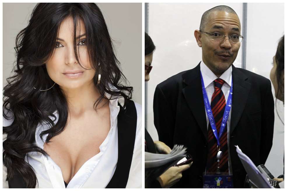 La presentadora Caterina Valentino y  Ernesto Villegas, ministro de Comunicación./ Reuters