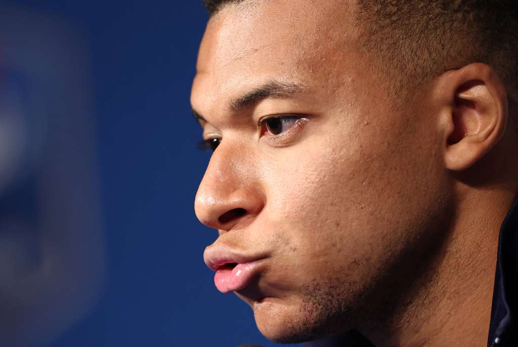 France's forward #10 Kylian Mbappe speaks during a press conference at the Parc des Princes Stadium in Paris, on October 9, 2025 on the eve of the FIFA World Cup 2026 Group D European qualification football match between France and Azerbaidjan. (Photo by FRANCK FIFE / AFP)