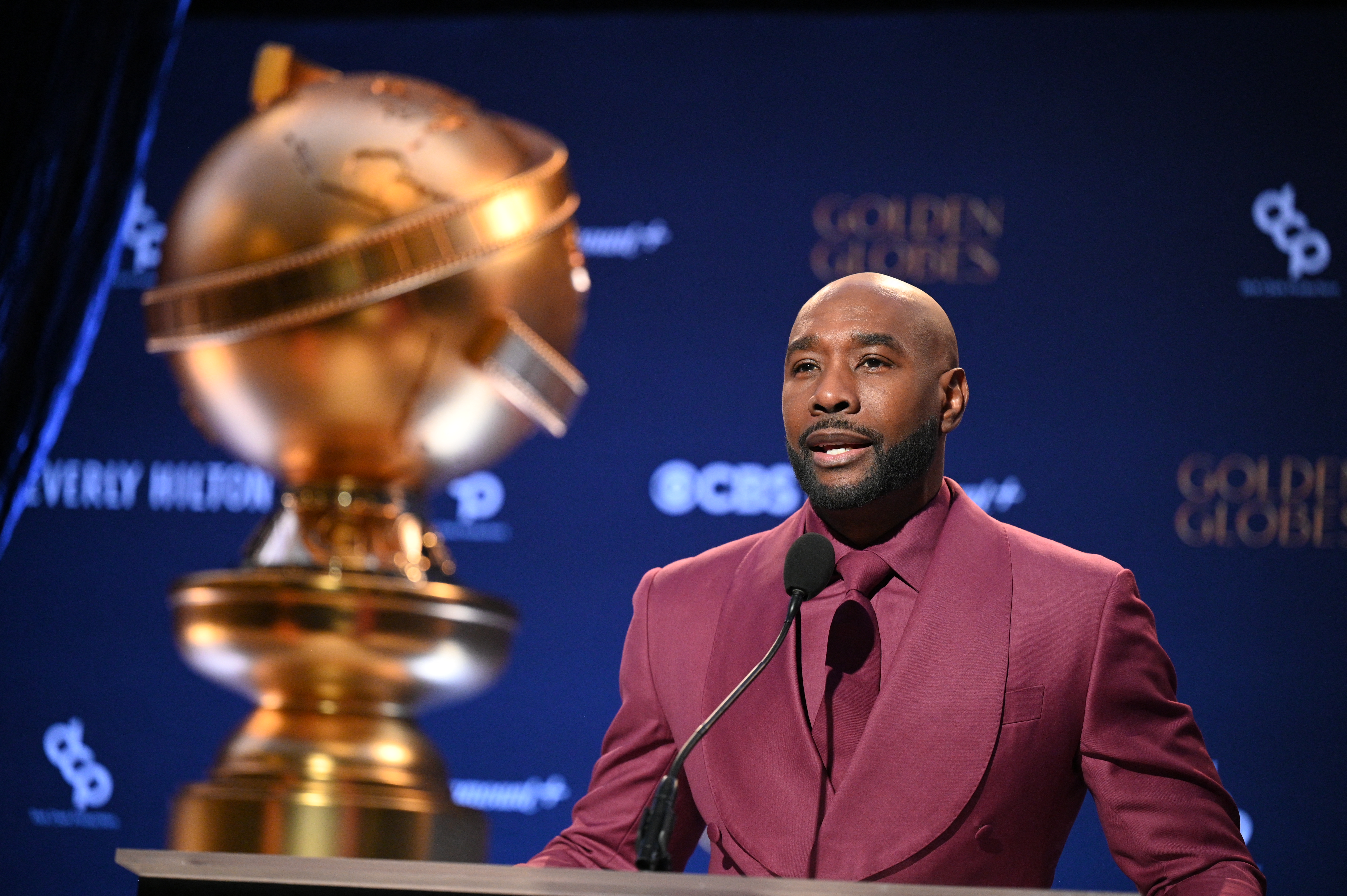 US actor Morris Chestnut speaks during the nominations announcement for the 82nd Golden Globe Awards, December 9, 2024, at the Beverly Hilton Hotel in Beverly Hills, California.