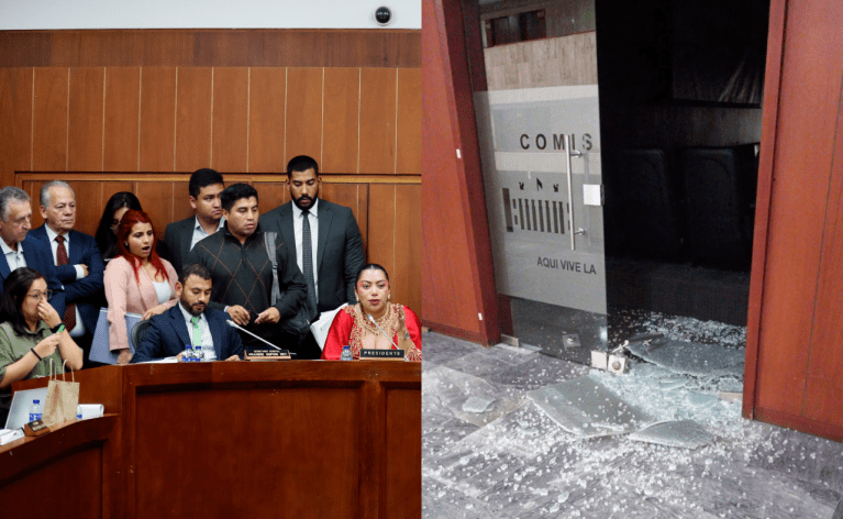 Así amanecieron las puertas de la Comisión Séptima del Senado: ¿qué pasó?