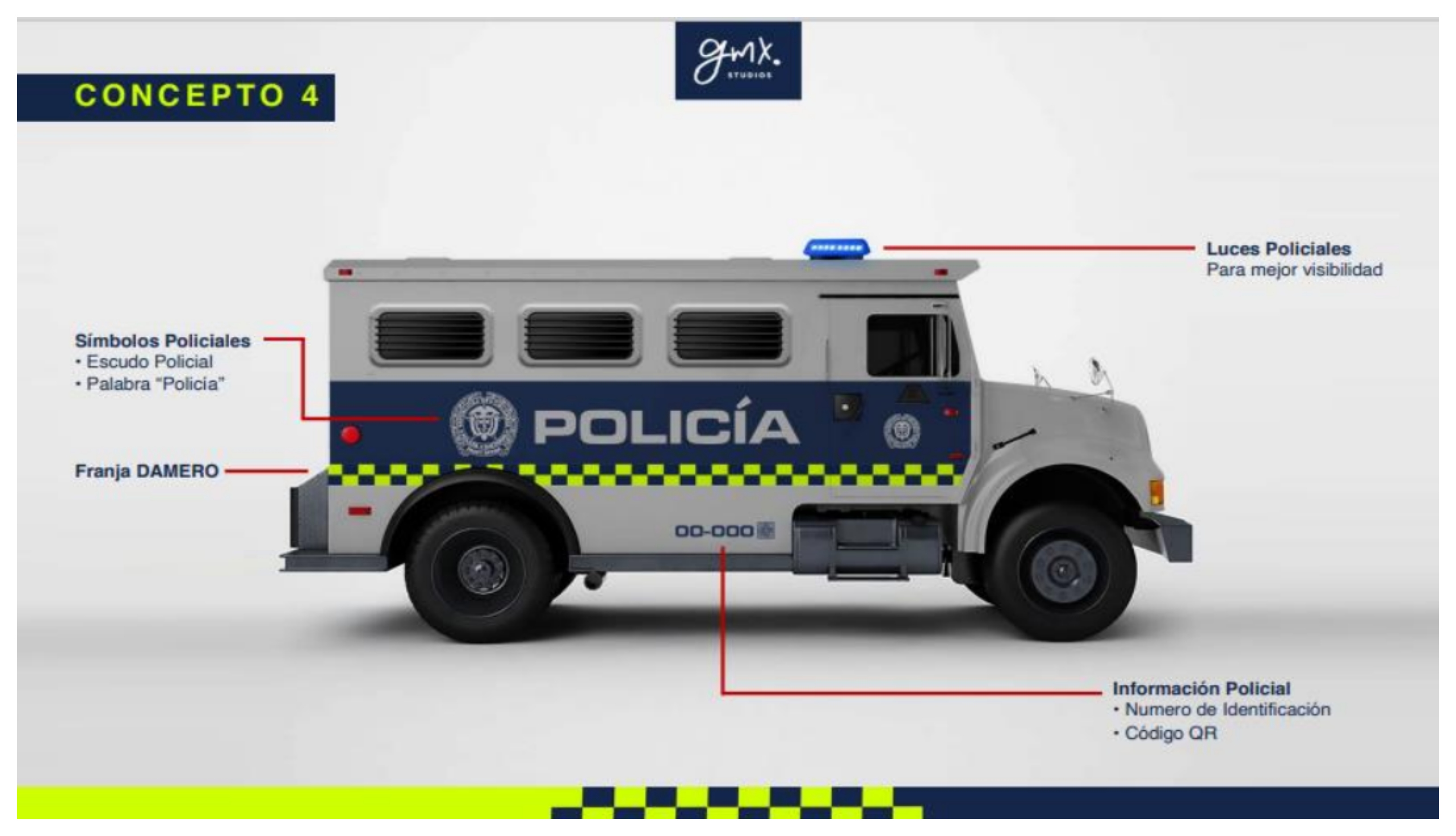 La nueva tanqueta de la Unidad de Diálogo y Acompañamiento, que podría ser utilizada como ambulancia.