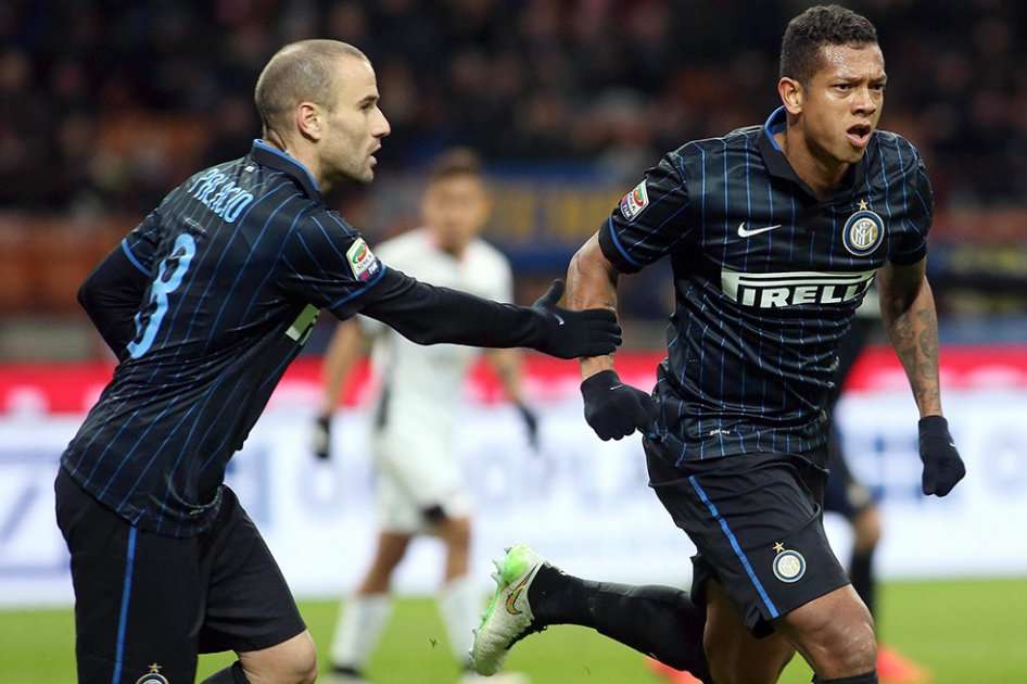 Freddy Guarín celebra uno de sus goles con el Inter de Milan. Foto: AFP