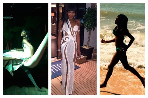 Naomi Campbell celebró sus 45 años en un castillo en Niza