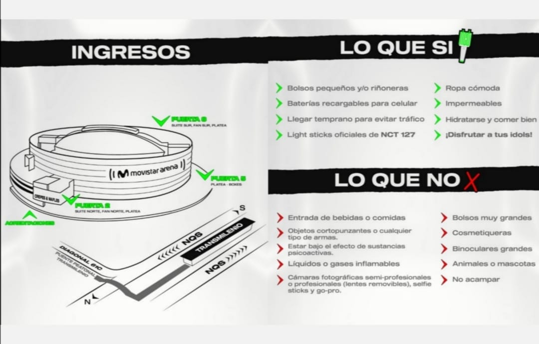 Estas son las indicaciones de ingreso para NCT 127 en Bogotá para el 25 de enero.