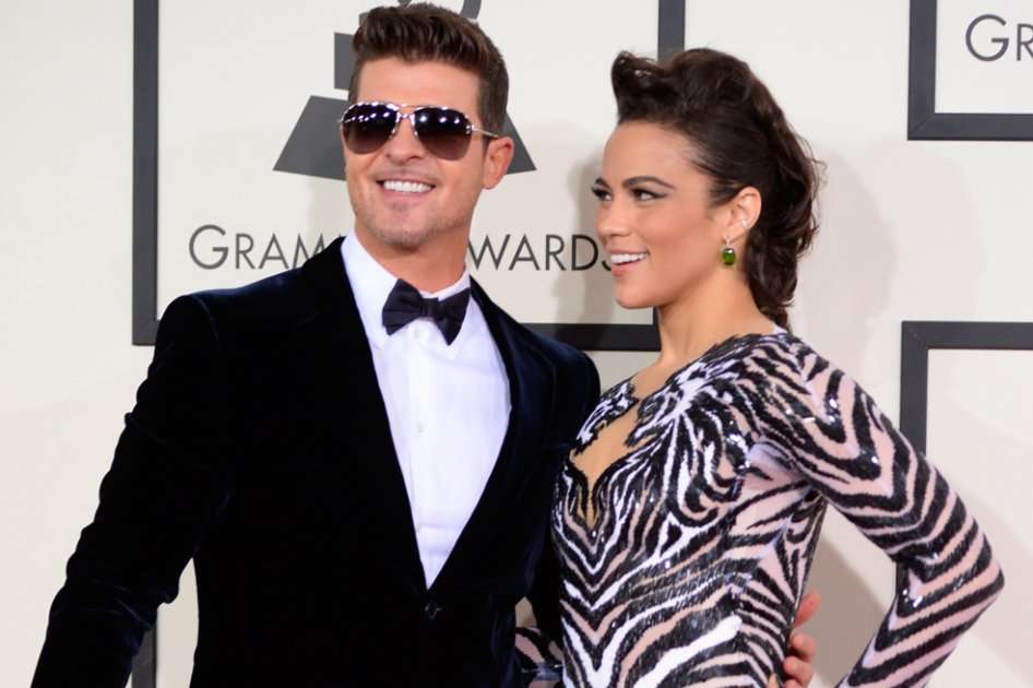 Robin Thicke y Paula Patton en los Grammy 2014.