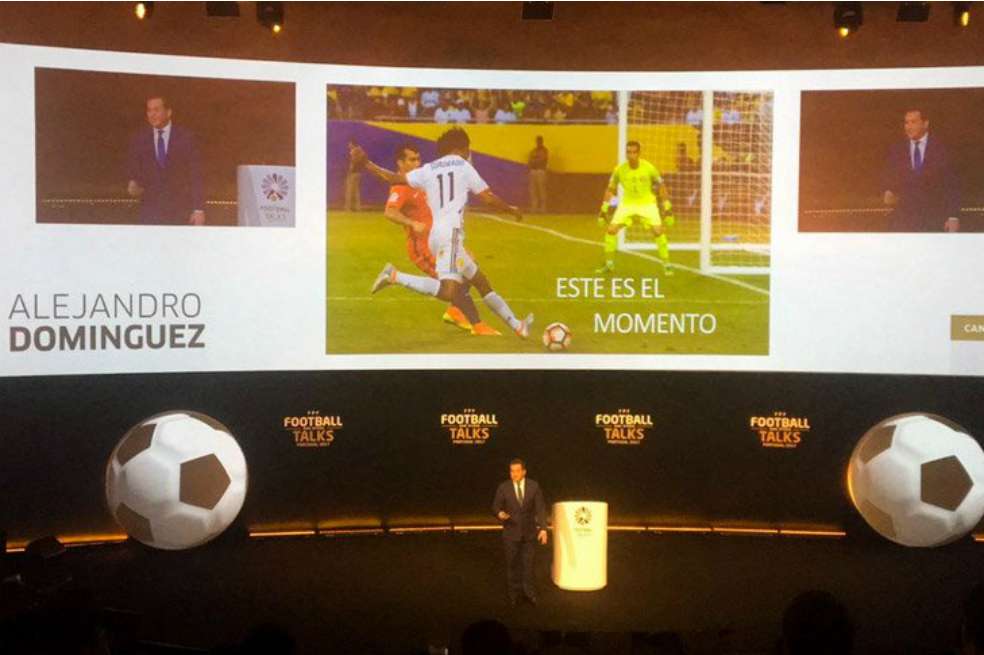 Alejandro Domínguez, presidente de la Conmebol, en el Football Talks 2017 Pass. / @CONMEBOL