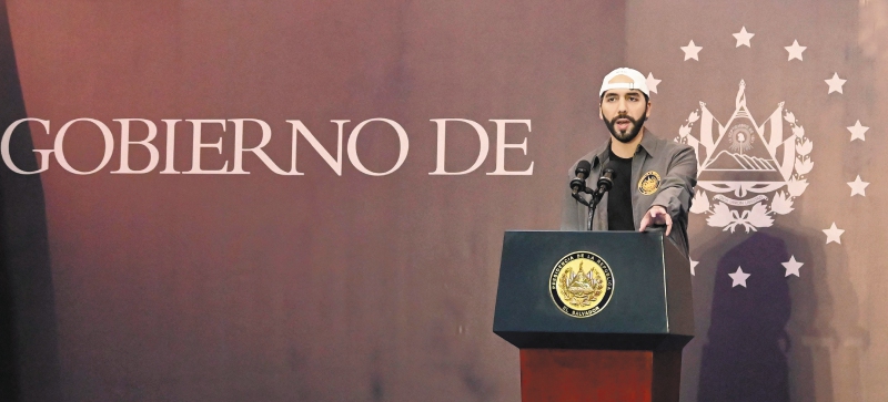 Nayib Bukele, presidente salvadoreño, en rueda de prensa en San Salvador, el 28 de febrero de 2021. / AFP