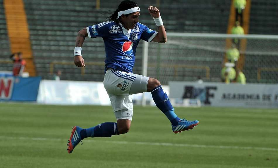 Dayro Mauricio celebra el tercer gol de la tarde en El Campín. / Gustavo Torrijos - El Espectador