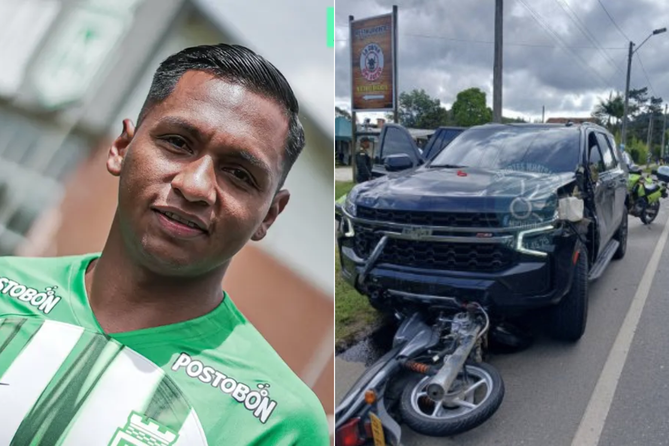 El delantero de Atlético Nacional dejó a una persona gravemente herida tras el accidente.
