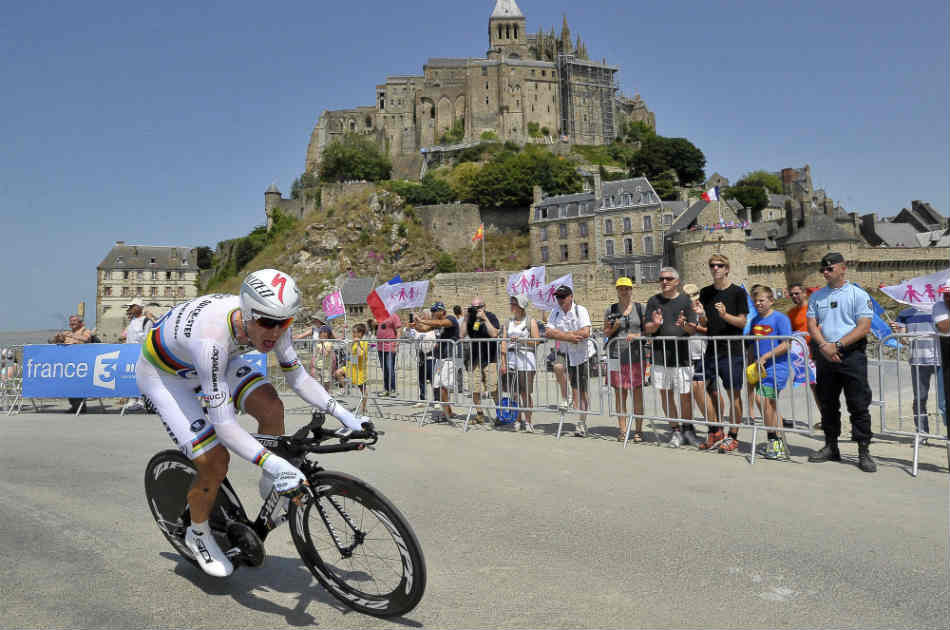 Martin, del Omega Pharma, se quedó con el mejor tiempo en la contrarreloj individual.