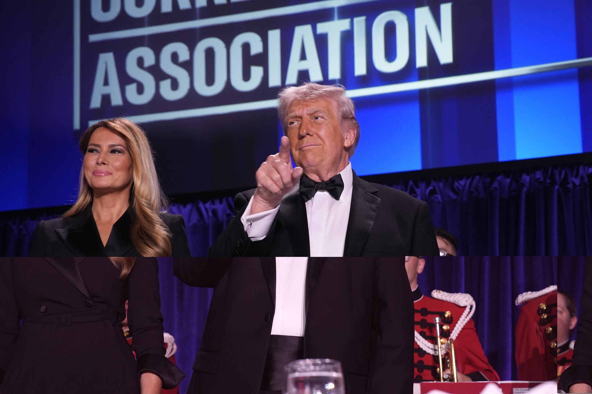 Washington (United States), 26/04/2026.- First lady Melania Trump (L) and US President Donald Trump participate in the White House Correspondents' Association Dinner in Washington, DC, USA, 25 April 2026. EFE/EPA/Yuri Gripas / POOL