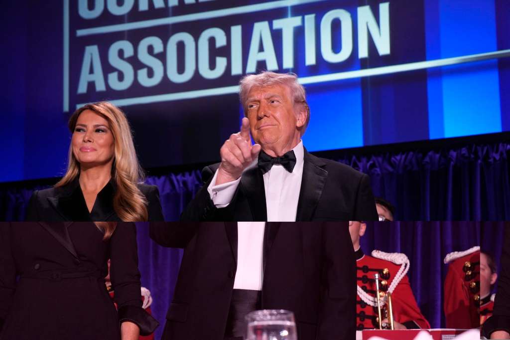 Washington (United States), 26/04/2026.- First lady Melania Trump (L) and US President Donald Trump participate in the White House Correspondents' Association Dinner in Washington, DC, USA, 25 April 2026. EFE/EPA/Yuri Gripas / POOL