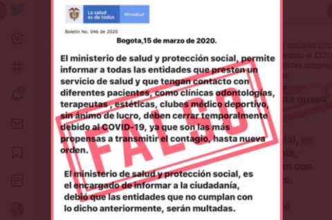 Otra noticia falsa: supuesto cierre de servicios de salud ordenado por el ministerio