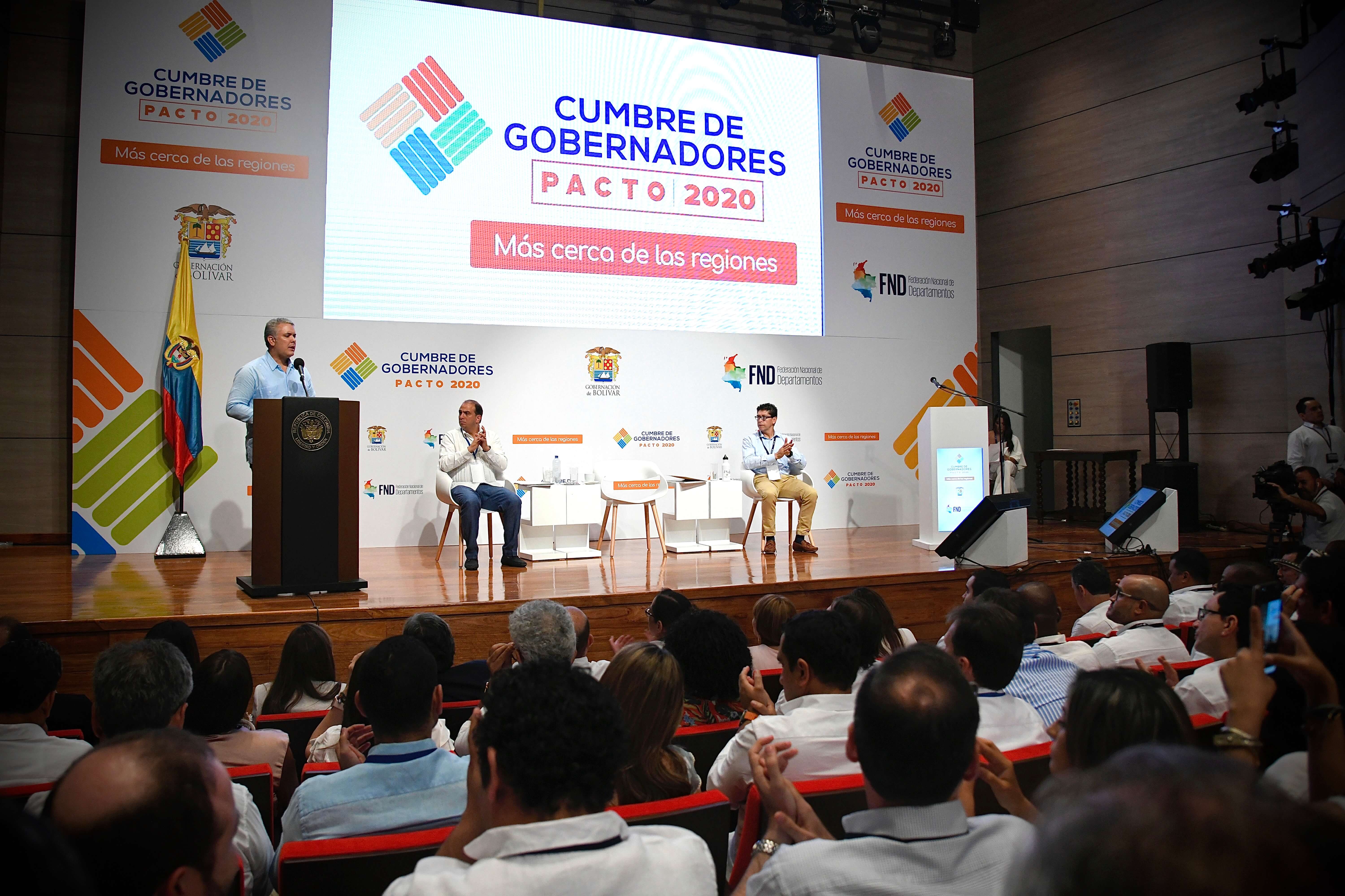 El presidente Iván Duque durante la cumbre de gobernadores en Cartagena. / Presidencia