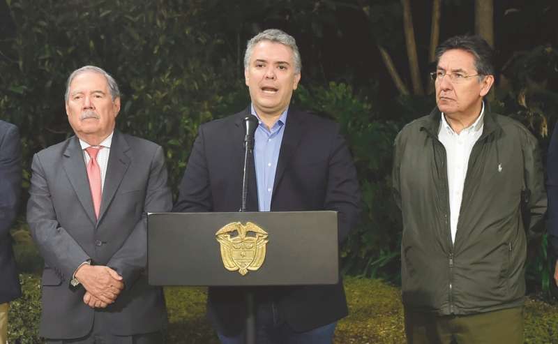 El presidente Iván Duque confirmó la noticia el viernes en la noche junto al ministro de Defensa, Guillermo Botero, y el fiscal general, Néstor Humberto Martínez. / Presidencia