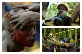 Particular ritual de los hombres de una tribu de Etiopia