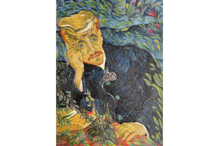 El doctor en el paraíso, 2021. Plastilina sobre madera. 45×34 cm.
