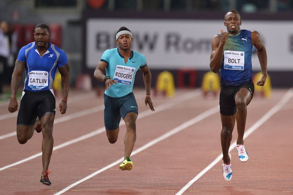 Gatlin cortó una racha de dos victorias consecutivas de Bolt en el Olímpico de Roma. Foto: AFP