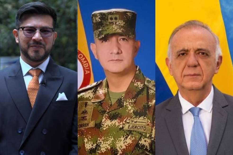 De izquierda a derecha: Andrés Cancimance (representante del Putumayo), el general Juan Carlos Correa, e Iván Velásquez (mindefensa).