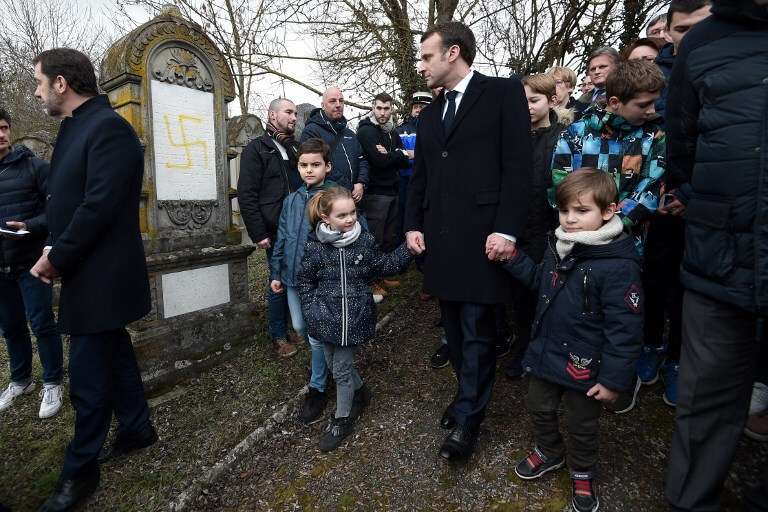El presidente francés, Emmanuel Macron, rechazó los recientes ataques antisemitas en el país. / AFP