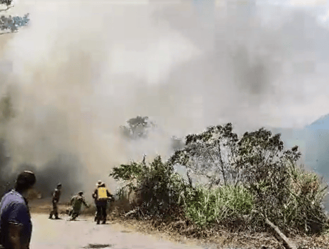 Controlan en un 90% incendio forestal en la vereda Cuatro Caminos de Caparrapi, Cundinamarca