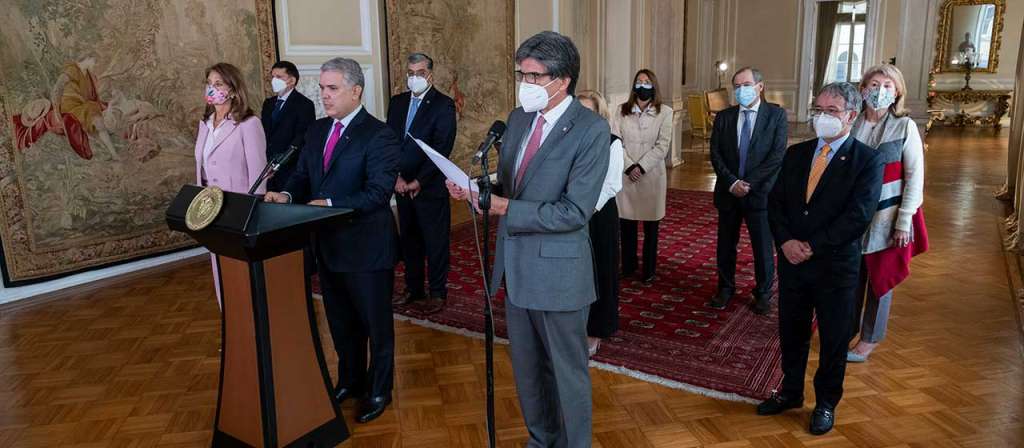 Presidente Iván Duque durante diálogo con magistrados de las altas cortes