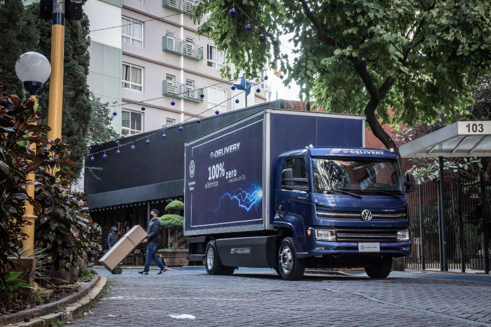Volkswagen presentó su nuevo camión eléctrico VW e-Delivery.
